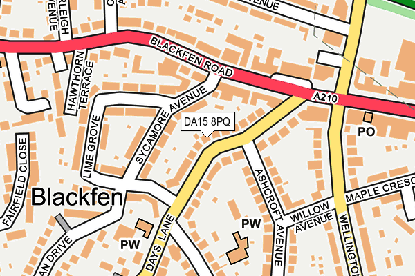DA15 8PQ map - OS OpenMap – Local (Ordnance Survey)