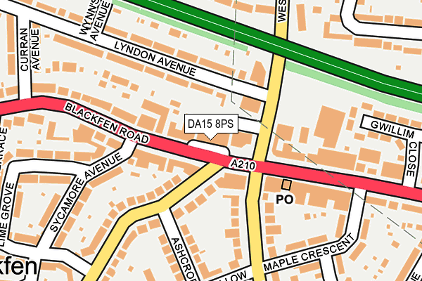 DA15 8PS map - OS OpenMap – Local (Ordnance Survey)