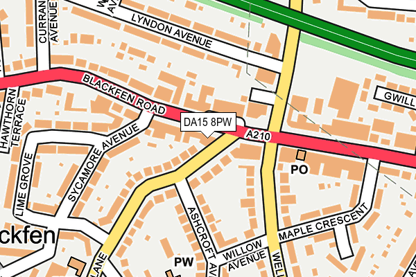 DA15 8PW map - OS OpenMap – Local (Ordnance Survey)