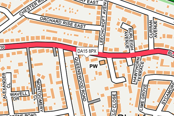DA15 8PX map - OS OpenMap – Local (Ordnance Survey)