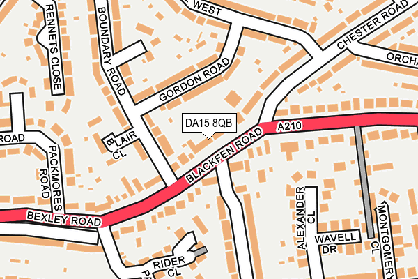 DA15 8QB map - OS OpenMap – Local (Ordnance Survey)