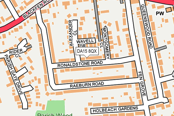 DA15 8QX map - OS OpenMap – Local (Ordnance Survey)