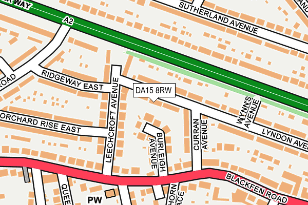 DA15 8RW map - OS OpenMap – Local (Ordnance Survey)