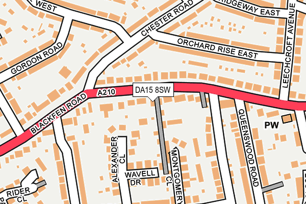 DA15 8SW map - OS OpenMap – Local (Ordnance Survey)