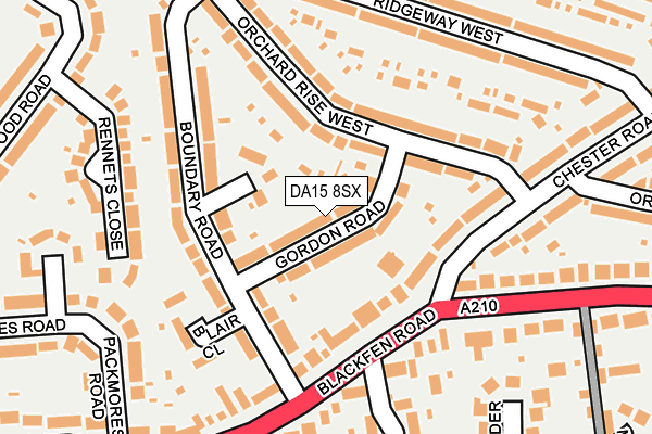 DA15 8SX map - OS OpenMap – Local (Ordnance Survey)
