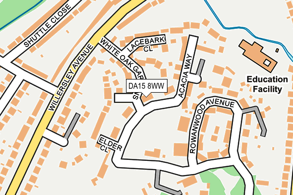 DA15 8WW map - OS OpenMap – Local (Ordnance Survey)