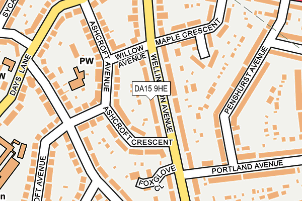 DA15 9HE map - OS OpenMap – Local (Ordnance Survey)
