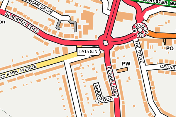 DA15 9JN map - OS OpenMap – Local (Ordnance Survey)