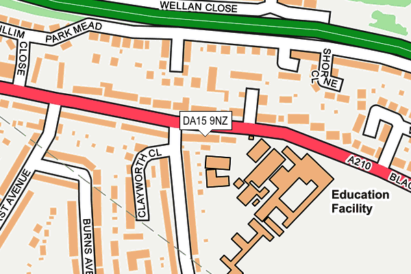 DA15 9NZ map - OS OpenMap – Local (Ordnance Survey)