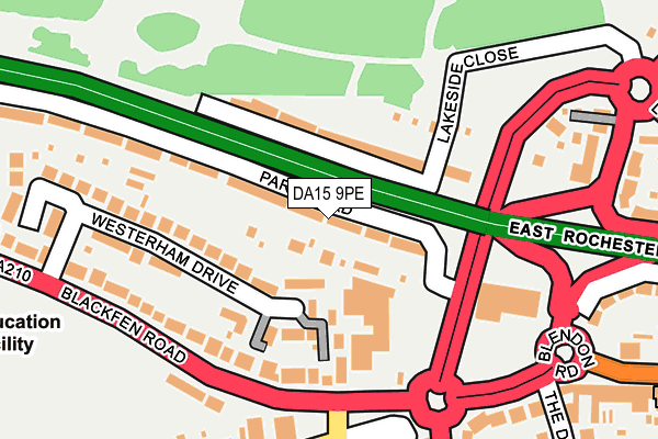 DA15 9PE map - OS OpenMap – Local (Ordnance Survey)
