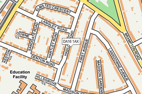 DA16 1AX map - OS OpenMap – Local (Ordnance Survey)