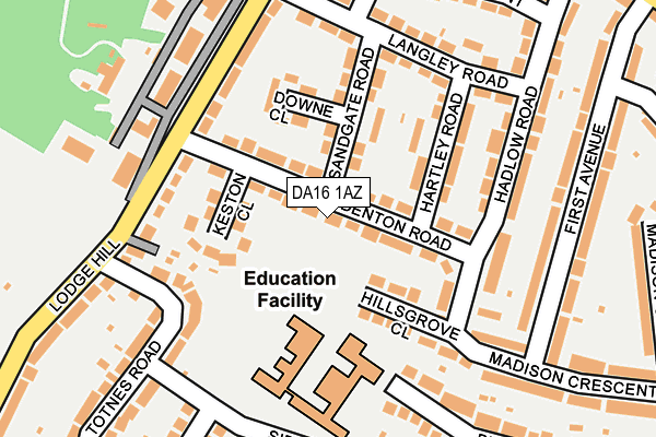 DA16 1AZ map - OS OpenMap – Local (Ordnance Survey)