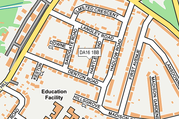 DA16 1BB map - OS OpenMap – Local (Ordnance Survey)