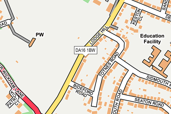 DA16 1BW map - OS OpenMap – Local (Ordnance Survey)