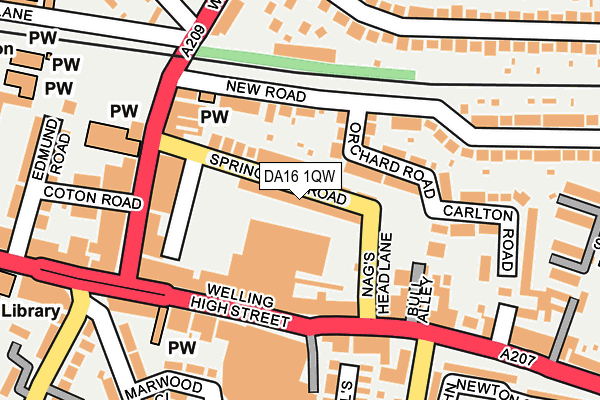 DA16 1QW map - OS OpenMap – Local (Ordnance Survey)