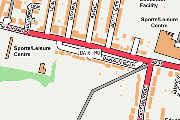 DA16 1RU map - OS OpenMap – Local (Ordnance Survey)