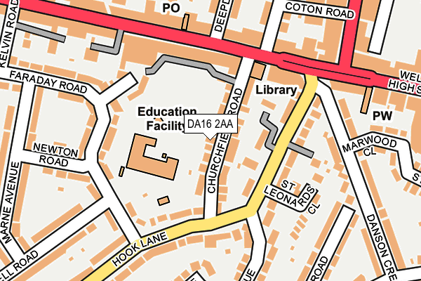 DA16 2AA map - OS OpenMap – Local (Ordnance Survey)
