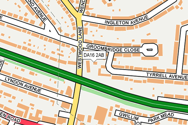 DA16 2AB map - OS OpenMap – Local (Ordnance Survey)