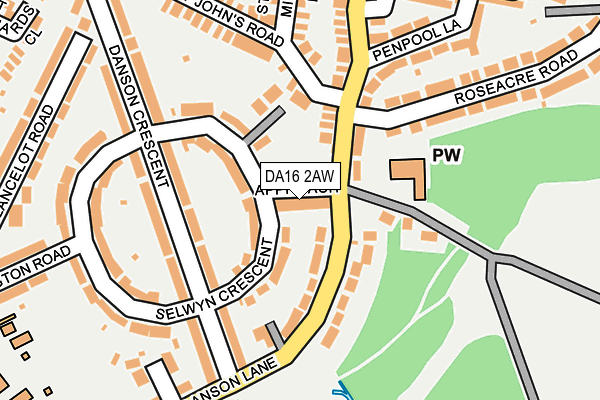 DA16 2AW map - OS OpenMap – Local (Ordnance Survey)