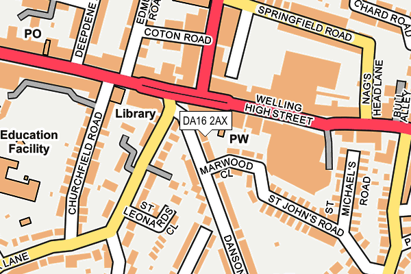 DA16 2AX map - OS OpenMap – Local (Ordnance Survey)