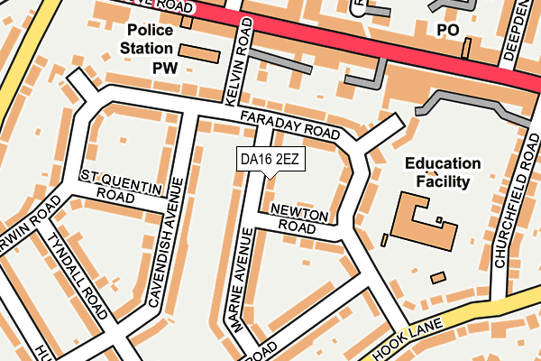 DA16 2EZ map - OS OpenMap – Local (Ordnance Survey)