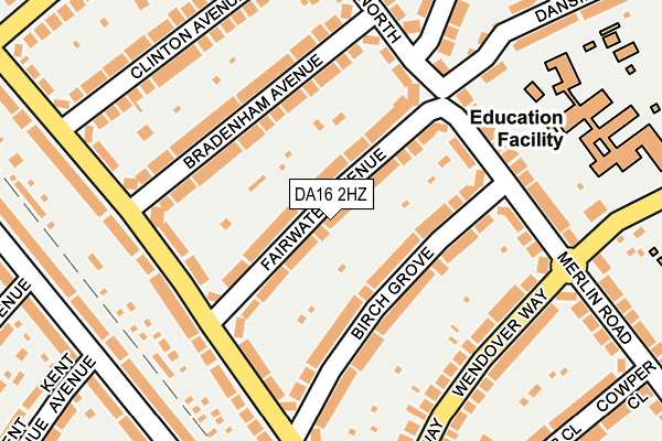 DA16 2HZ map - OS OpenMap – Local (Ordnance Survey)