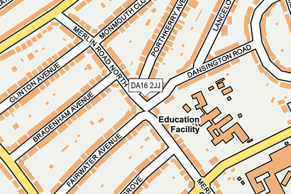 DA16 2JJ map - OS OpenMap – Local (Ordnance Survey)