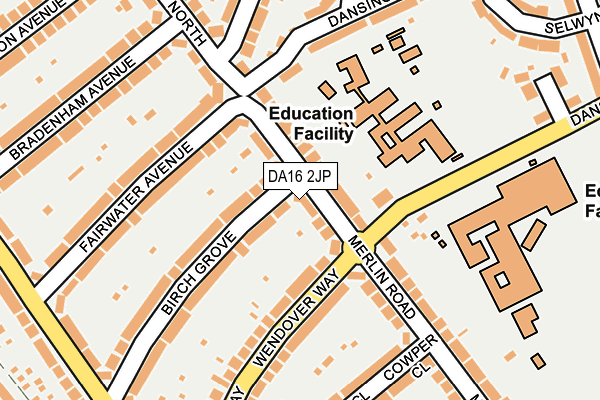 DA16 2JP map - OS OpenMap – Local (Ordnance Survey)