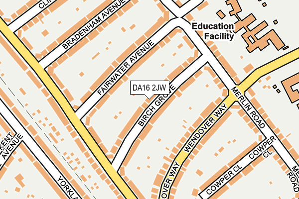 DA16 2JW map - OS OpenMap – Local (Ordnance Survey)