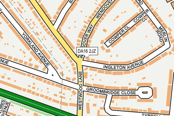 DA16 2JZ map - OS OpenMap – Local (Ordnance Survey)