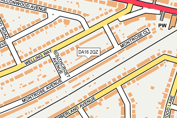 DA16 2QZ map - OS OpenMap – Local (Ordnance Survey)