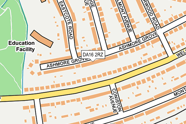 DA16 2RZ map - OS OpenMap – Local (Ordnance Survey)