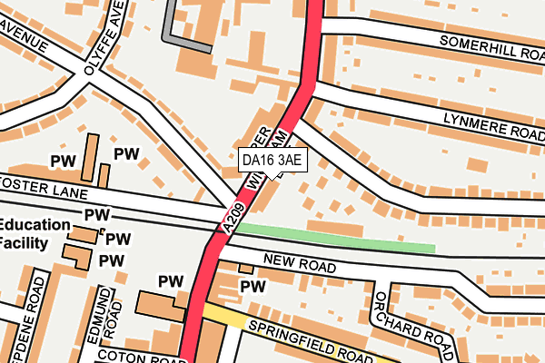 DA16 3AE map - OS OpenMap – Local (Ordnance Survey)