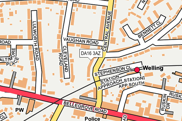 DA16 3AZ map - OS OpenMap – Local (Ordnance Survey)