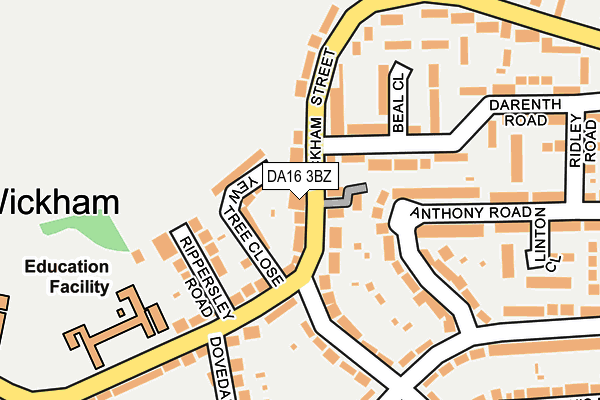DA16 3BZ map - OS OpenMap – Local (Ordnance Survey)