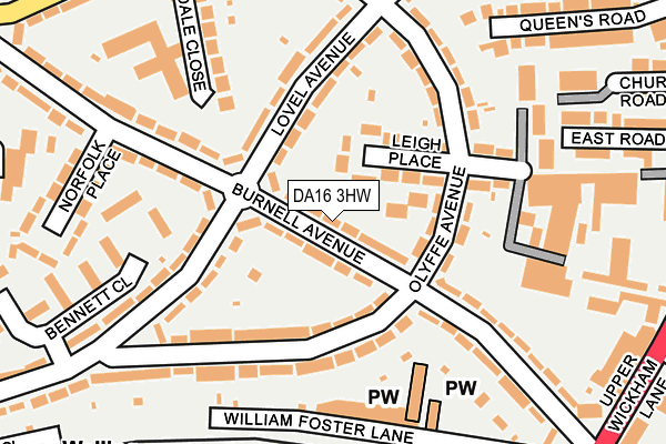 DA16 3HW map - OS OpenMap – Local (Ordnance Survey)