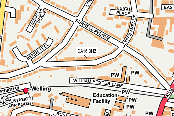 DA16 3HZ map - OS OpenMap – Local (Ordnance Survey)