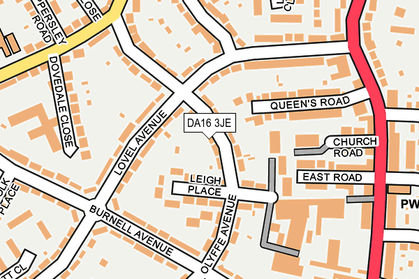 DA16 3JE map - OS OpenMap – Local (Ordnance Survey)