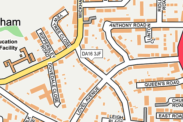 DA16 3JF map - OS OpenMap – Local (Ordnance Survey)