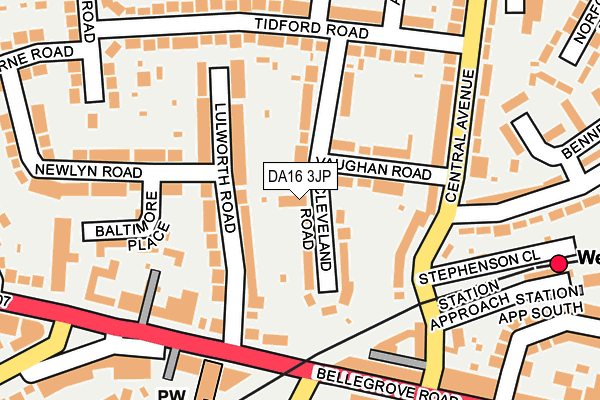 DA16 3JP map - OS OpenMap – Local (Ordnance Survey)