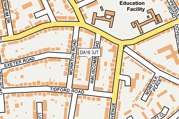 DA16 3JT map - OS OpenMap – Local (Ordnance Survey)