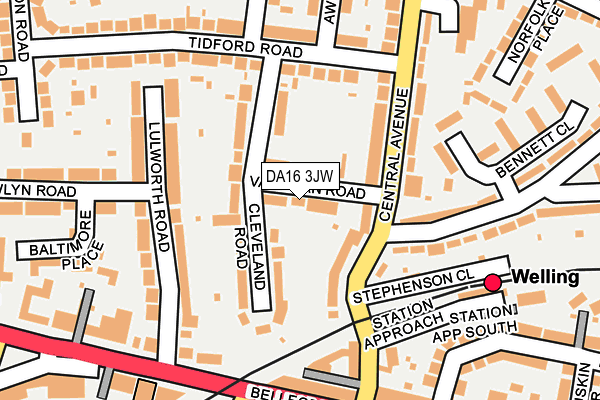 DA16 3JW map - OS OpenMap – Local (Ordnance Survey)