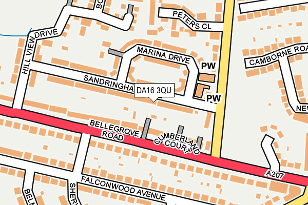 DA16 3QU map - OS OpenMap – Local (Ordnance Survey)