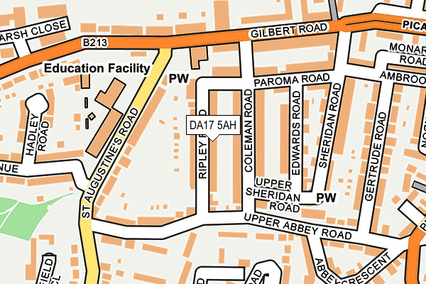 DA17 5AH map - OS OpenMap – Local (Ordnance Survey)