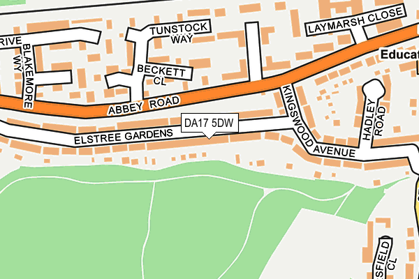 DA17 5DW map - OS OpenMap – Local (Ordnance Survey)