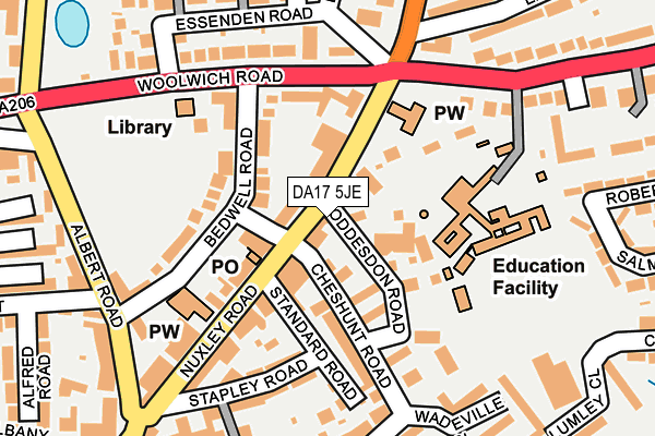 DA17 5JE map - OS OpenMap – Local (Ordnance Survey)
