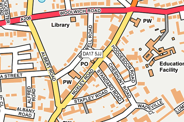 DA17 5JJ map - OS OpenMap – Local (Ordnance Survey)