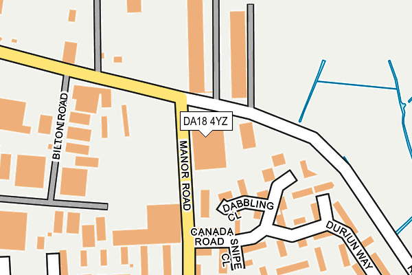 DA18 4YZ map - OS OpenMap – Local (Ordnance Survey)
