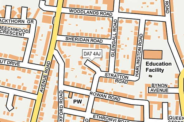 DA7 4AJ map - OS OpenMap – Local (Ordnance Survey)