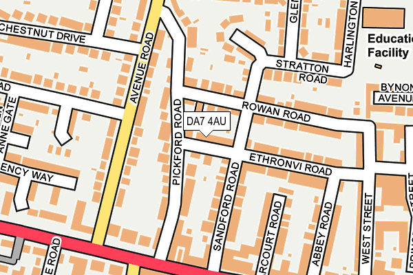 DA7 4AU map - OS OpenMap – Local (Ordnance Survey)